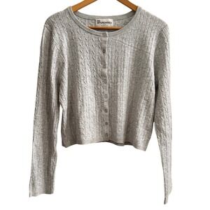 No Boundaries Women Cardigan XL Grey Cable Knit Button Academic Grandmacore Soft